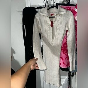 GUESS MINI Cream Knit Sweater Dress